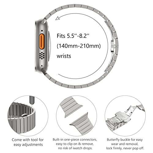 Fullife Metal Strap Compatible with Apple Watch Straps 38mm 40mm 41mm 42mm(Series 11/10),Stainless Steel Replacement Band for iWatch Series 11/10/9/8/7/6/5/4/3/2/1/SE,Titanium - Image 4