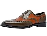  Brogue Zapatos de Cordones Clásico Wing Tips Casual Bicolor Oxford Formal Zapatos de Vestir Marrón 46 EU