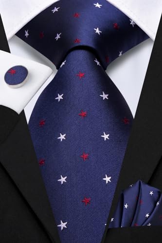 Image of Hi-Tie Men's Suspenders and Tie Set Silk Adjustable Elastic Y Braces with Strong 6 Clips Pocket Square Set