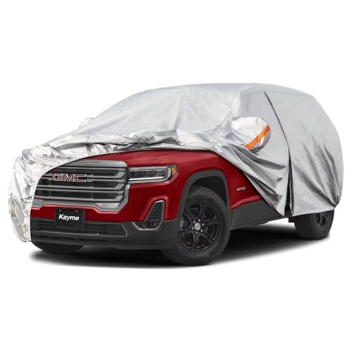 Kayme SUV Car Cover Fit for GMC Acadia (2007-2025) Automobiles All Weather Waterproof, Outdoor Cover Sun Rain Protection, with Lock and Zipper Door.Si