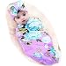 Galabloomer Newborn Receiving Blanket Headband Set Flower Print Baby Swaddle Receiving Blankets (Purple)