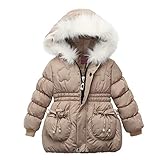 Mousmile Toddler Baby Girls Fleece Down Jacket Coat Fur Hooded Long Sleeve Parka Winter Thick Cotton