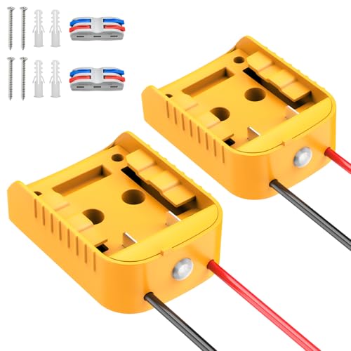 Kzreect Battery Adapter with Switch Compatible with Dewalt 20V Battery, Over-Discharge Protection Converter Kit for DIY Rc Car Toys Robotics and Rc Truck, 12 AWG Wire, 2 Pack
