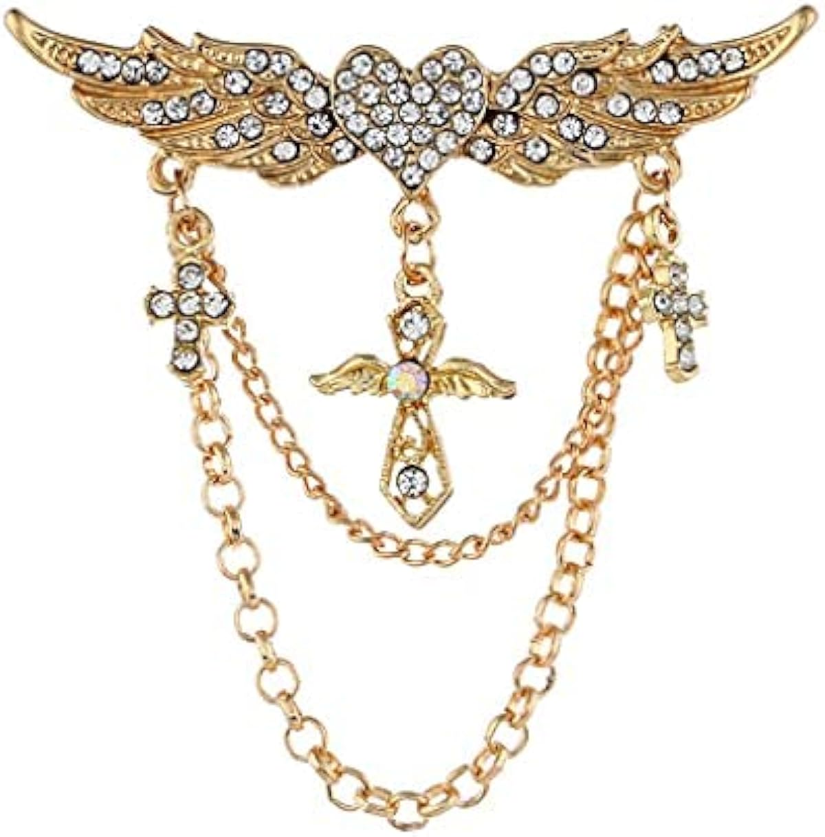 品質保証付 ヴィンテージエンジェルウィングブローチレディースメンズバッジアクセサリーゴールドタッセルラブハート ラインストーンブローチピンファッションジュエリー カラー ゴールド ゴールド 国産 送料無料 Www Littleshopp Com