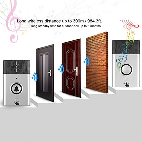 Intercom Deurbel, Slimme Draadloze Voice Deurbel Toegangscontrolesysteem Binnen- / buitendeurbel - 300m bereik(Zilver) - Image 4