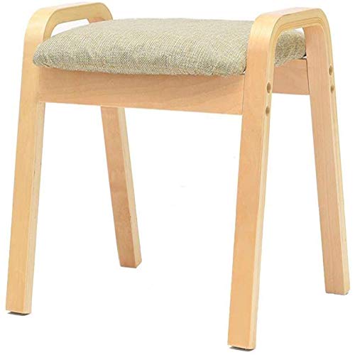 Banc repose-pieds bois rétro rembourré pouf coussin lin salon