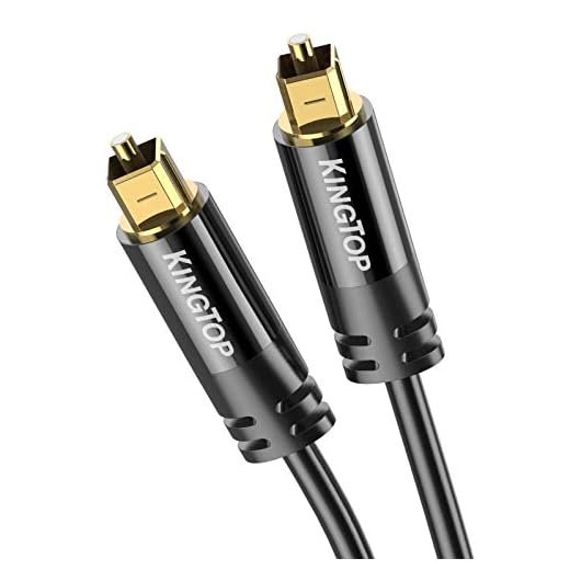 KINGTOP Digital Optical Audio Cable, Strain-Relief Fiber Optic Cable(4.5ft,Black), Gold-Plated Toslink Optical Cable, Spdif Cable Compatible with Sound Bar, TV, PS4, Xbox, Samsung, Vizio, Bose & More