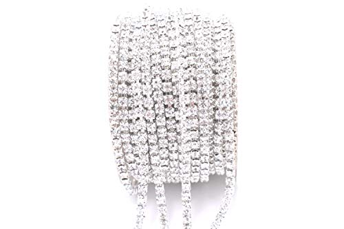 11 Yard Crystal Rhinestone Close Chain Trim Sewing Craft 3mm Silver Color