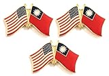 3 Taiwan USA Friendship Flag Lapel Pins Pack of 3 Taiwanese & American Double Flag Pin Badge