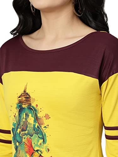 Image of OM SAI LATEST CREATION Women's New 3D Printed Lycra 3 /4 Sleeve Regular Fit Office wear,Casual wear Western Top