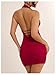 SweatyRocks Women's Sexy Deep V Neck Lace Halter Mini Dress Open Back Bodycon Club Dresses Rave Outfits Red Medium
