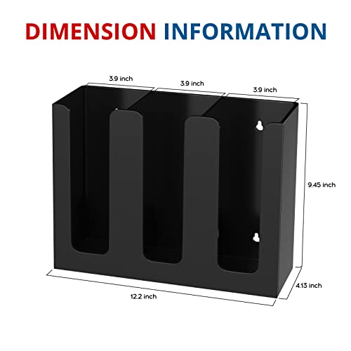 Kotemon Acrylic Cup And Lid Holder, 3 Compartment, Disposable Coffee Cup Dispenser Cup Storage Organizer, Black #TOP2