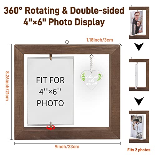 Ourwarm 4X6 Picture Frame Rotating Floating Photo Frames Double-Sided With Warm Heart Pendant, Boyfriend And Girlfriend Anniversary Birthday, Romantic Couples Gift - Couple Wedding Bride Cute Photo #TOP2