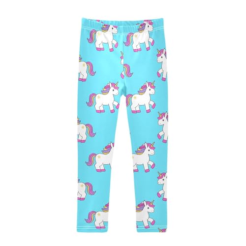 ALAZA Girls' Leggings Children's Yoga Pants Skinny Printed Dance Cartoon Animals Cute Blue Comfortable 4T