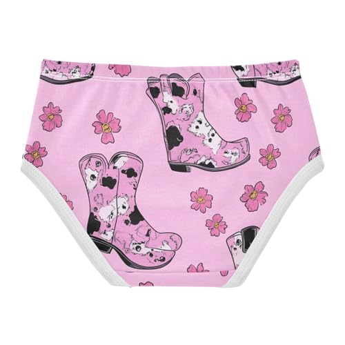 Wusikd Pink Cowgirl Boots Girls' Underwear Cotton Flowers Pink Girls Briefs Soft Toddler Underwear 2T2