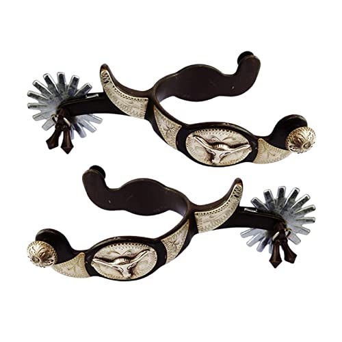 Milageto Espuelas, 1 par de espuelas de Vaquero Occidental de Material Acero Inoxidable, espuelas exquisitas, Accesorios de Equipo Ecuestre, Marron Oscuro