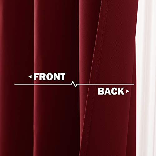Nicetown Blackout Kitchen Window Curtains - Pair Of Thermal Insulated Eyelet Top Plain Blackout Curtains For Small Window (42 Width X 36 Inches Length + 1.2 Inches Header, Burgundy) #TOP4