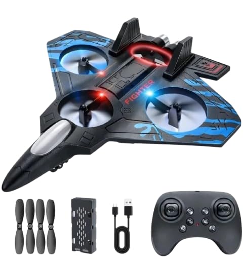 RC Fighter Drone Toy with 2.4GHz Remote Control, USB Rechargeable Battery, LED Lights, Altitude Hold & 360° Stunt Flying Quadcopter for Kids & Beginners (Black)-image-18