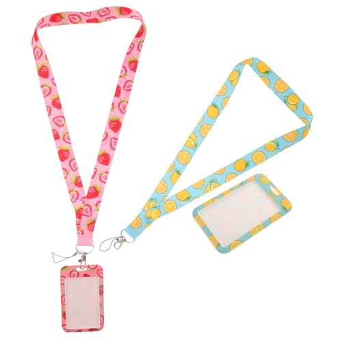 Abaodam 2pcs Protective Card Sleeve with Lanyard, Anti-Scratch Id Badge Holder for Students and Teachers, School and Public Transportation Card Cover