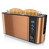 Arendo - Automatik Toaster Langschlitz - Defrost Funktion - Wärmeisolierendes Doppelwandgehäuse - integrierter Brötchenaufsatz - herausziehbare Krümelschublade - GS-Zertifiziert