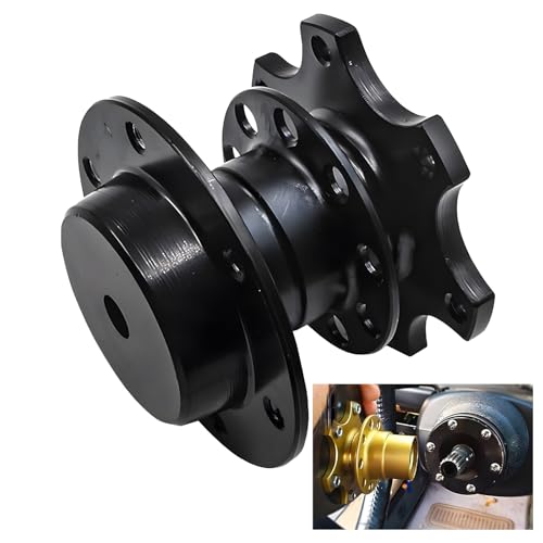 leediga 1 PC Car Steering Wheel Quick Release Adapter, Alloy Anti-rust 6-hole Racing Modified Steering Wheel Device with Mounting Accessory, Steering Wheel Anti-theft Tool, Universal for Car (Black)