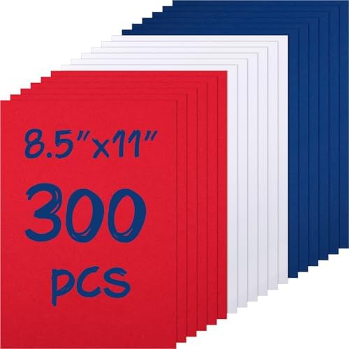 Cholemy 300 Sheets Red Blue White 8.5 x 11 Inch Colored Cardstock...