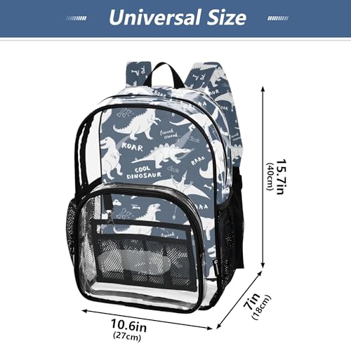 Cute Cartoon Dinosaurs Clear Backpack, PVC Transparent School Backpack Lightweight Student Book Bags Capacity Clear Bag4
