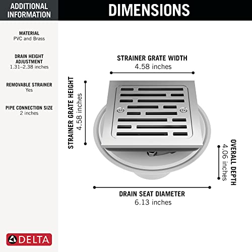Image of Delta DT062412 4 inch Tile-in Square Shower Drain - Chrome