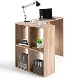 Mehr Stauraum mit Arbeitsbereich - Der Schreibtisch ist mit einem kleinen Bücherregal ausgestattet, das vier offene Trennwände enthält, für die ordentliche Aufbewahrung der Bücher, Dokumente, Dekorationen und mehr. Die großflächige Tischplatte bietet ausreichend Platz für Ihren Computer, kleine Gegenstände usw.