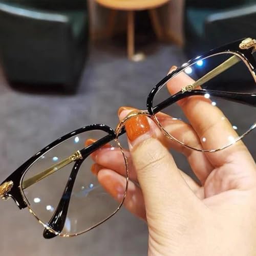 Ultra Light Anti Blue Presbyopic Glasses, Titanium Frame HD Reading Glasses with Spring Hinge, for Men Women (Gold,200° (55-59 Years Old))