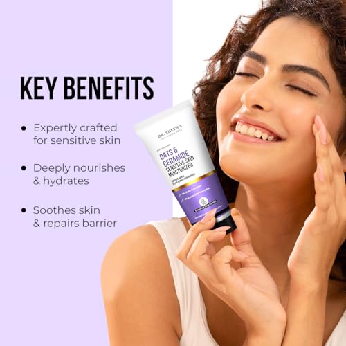 Image of Dr. Sheth's Oats & Ceramide Oil-Free Face Moisturizer for Dry | Sensitive Skin | Dermatologically Tested | To Calm, Strengthen & Restore Barrier |100 g