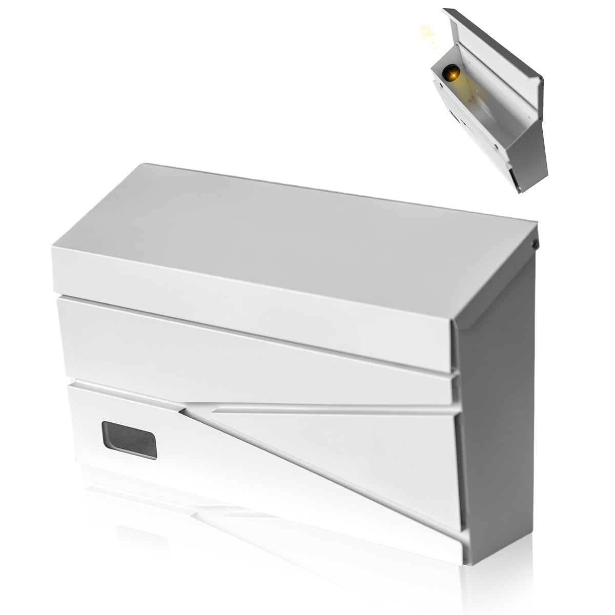 Ydocabinit Wall Mount Mailbox, Large Capacity Mailbox for House, Visibility Galvanized Steel Rust-Proof Metal Post Box Drop, Mailboxes for Outside,