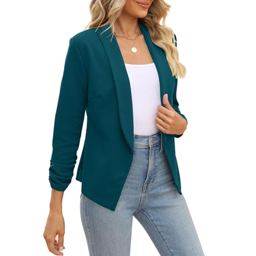 Image of POGTMM Women 3 /4 Sleeve Blazer Open Front Cardigan Jacket Work Office Blazer