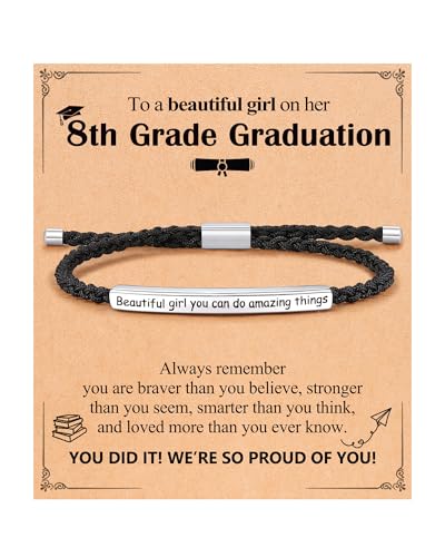 Image of 5th /8th Grade Graduation Gifts for Her, Engraved Beautiful Girl You Can Do Amazing Things Adjustable Bracelet, Elementary Middle School Graduate Gifts