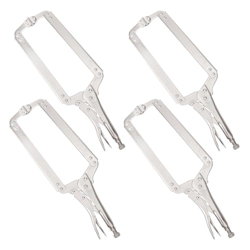 Biugaaufai 4 Pack 18 Inch C-Clamp Locking Pliers with Swivel Pads, Heavy Duty, Adjustable Vise Grip C Clamps for Woodworking and Home Improvement