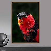Framed Canvas Wall Art Single Bird Birds Expressive Farmhouse/Country Multicolor Photography Portrait Single - 16x24 inches