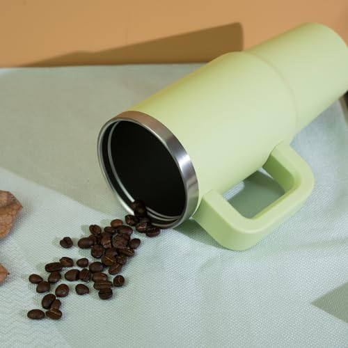Image of BJPKPK Tumbler With Handle 40 oz Stainless Steel Insulated Tumbler With Lid And Straw For Water Or Ice Coffee,Macaron Green