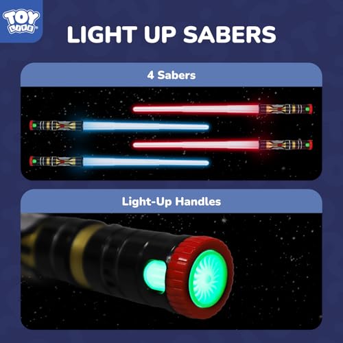 Image of TOY Life Light Up Saber - 4 Pack Lightup Saber, Telescopic Extendable & Collapsable, LED Light Sword Set with Motion Sensitive FX Sound, Light Up Sword for Kids Adults