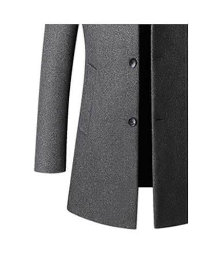 Image of SOMTHRON Men's Trench Coat Wool Blend Slim Fit Top Coat Single Breasted Business Overcoat
