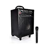 Wireless Portable PA Speaker System - 600W Bluetooth Compatible Rechargeable Battery Powered Outdoor Stereo Speaker Microphone Set w/ 30-Pin iPod Dock, Wheels - 1/4' to AUX RCA Cable - Pyle PWMA930IBT