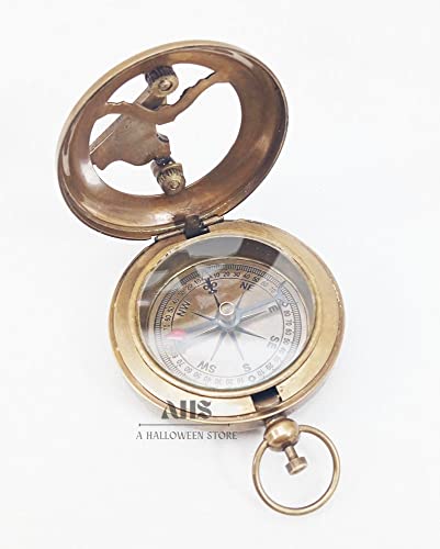 Brújula de Bolsillo de Latón Artesanal con Sundial miniatura 6