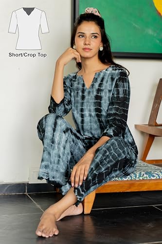 Image of MIRCHI FASHION Pure Cotton Cord Set | Shibori Printed Short Kurti with Palazzo Pant | Ethnic Co-ord Set for Women | Summer Office Wear