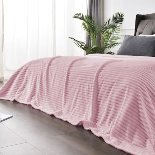 Image of BEDELITE Fleece Throw Blanket for Couch - 3D Ribbed Jacquard Soft and Warm Decorative Fuzzy Blanket - Cozy, Fluffy, Plush Lightweight Cherry Blossom Throw Blankets for Bed, Sofa, 50x60 inches