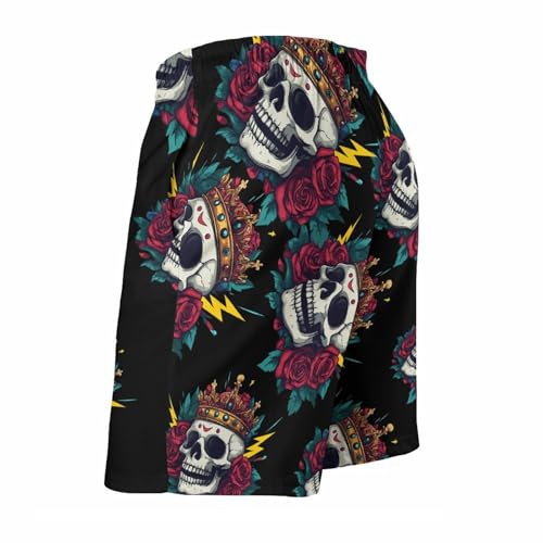 Skull Crowness Rose Halloween Mens Swim Trunks Quick Dry Board Shorts Beach Swimwear Bathing Suits4