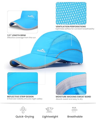 Image of GXCROR Quick-Dry Running Hat for Men & Women - UPF 50+ Breathable Mesh, Reflective Sports Cap for Outdoor, Hiking