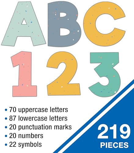 Image of Carson Dellosa We Belong 219 Piece 4 Inch Speckled Bulletin Board Letters for Classroom, Alphabet Letters, Numbers, Punctuation & Symbols, Cut Out Letters for Bulletin Boards