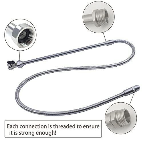 G-Sunny All Metal RV Flexible Swivel Stick with Shutoff Valve,RV Flexible Black Tank Wand,Powerful Rotary Cleaning Capability for Cleaning Deposits,63 Inch - Thumbnail 4