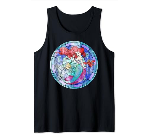 Débardeur Ariel Disney imprimé vitrail col rond top sans manches femme
