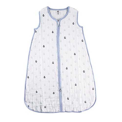 Image of Hudson Baby Unisex Baby Muslin Cotton Sleeveless Wearable Sleeping Bag, Sack, Blanket, Anchor, 6-12 Months