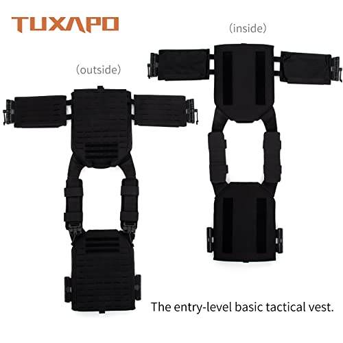 Tuxapo Black Tactical Vest Molle Lightweight Quick Release Adjustable Vests Fit Adult #TOP5
